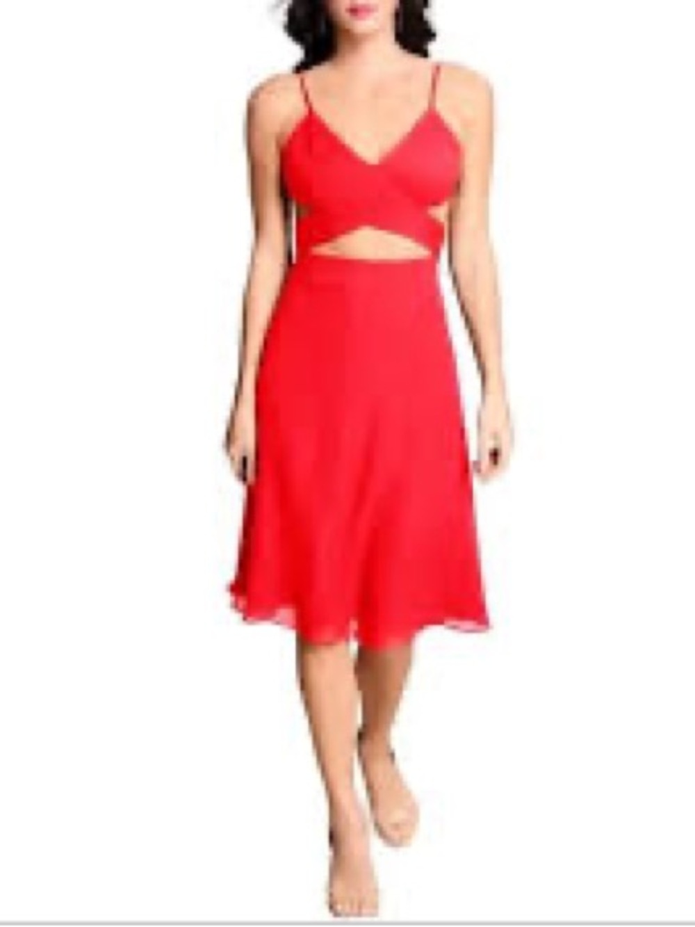 The Population Abigail black cutout fit-and-flare midi dress
